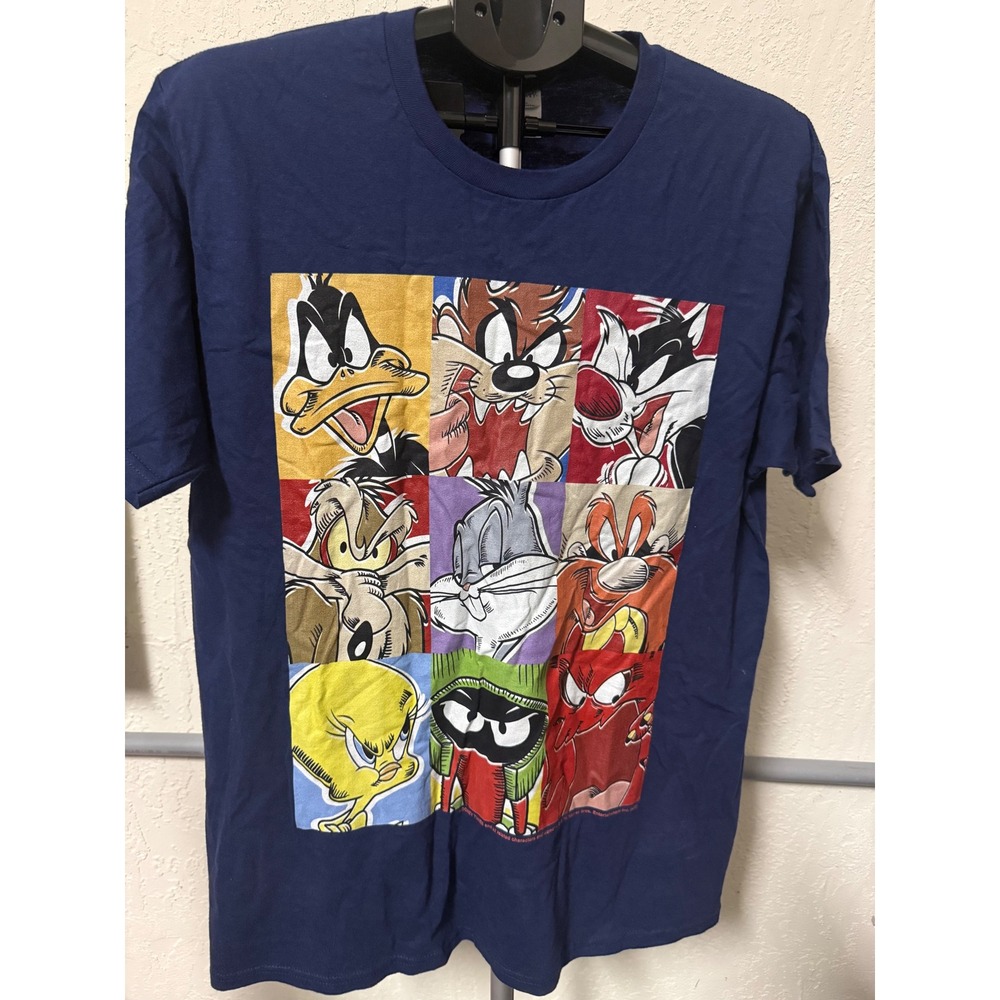Looney Tunes Character Collage Shirt L Bugs Bunny Taz Daffy Sylvester Tweety